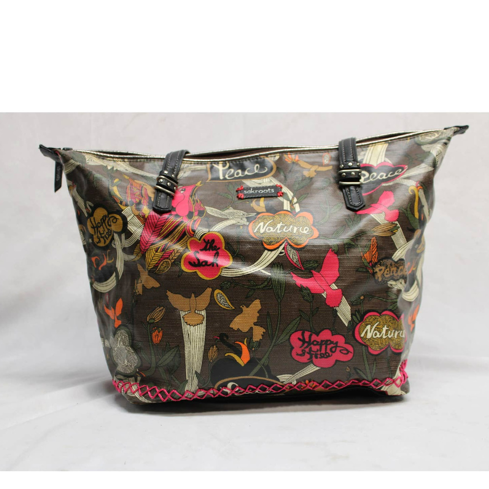 SAKROOTS🌺Navy Blue Multicolored floral Peace Tropical Bag